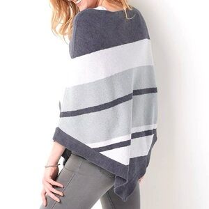 Barefoot Dreams Poncho Ocean Breeze CozyChic Ultra Lite Striped One Size Comfort